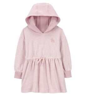 Toddler Girls Carter's Mauve Striped French Terry Hooded Dress Size 2T 3T 4T NWT